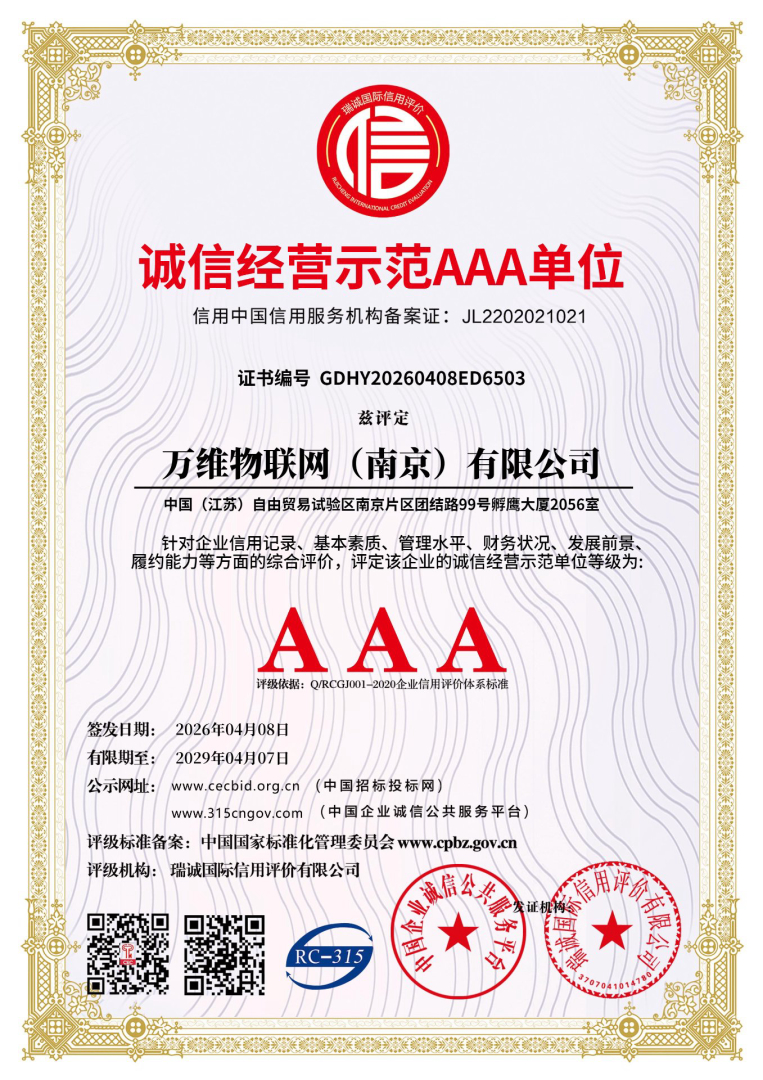 诚信经营示范 AAA 单位